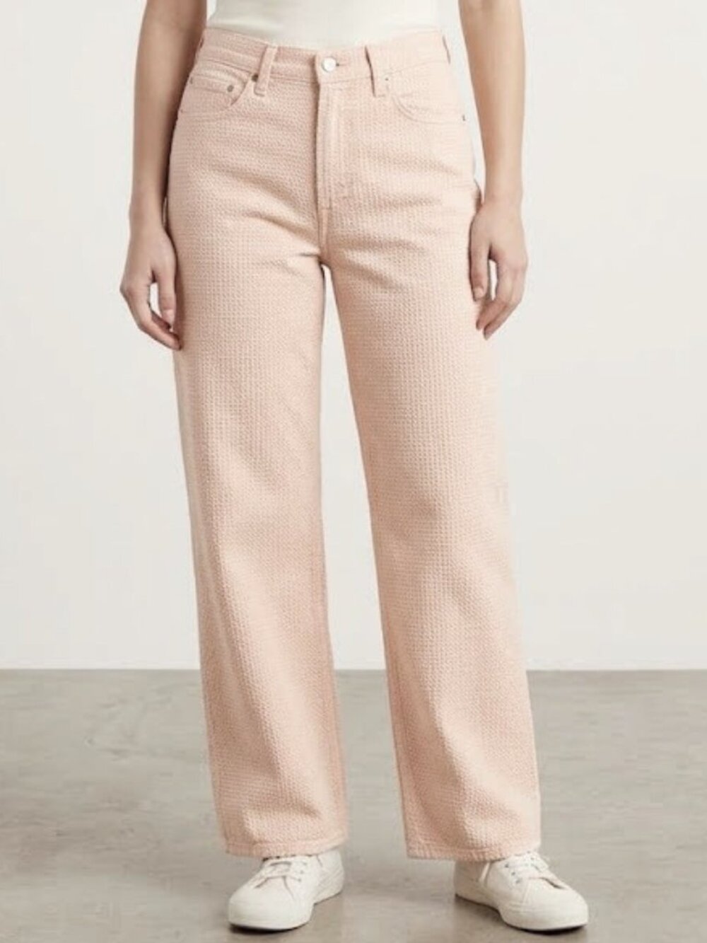 Uniqlo High Rise Wide Straight Jeans - Beige Denim Size 30
